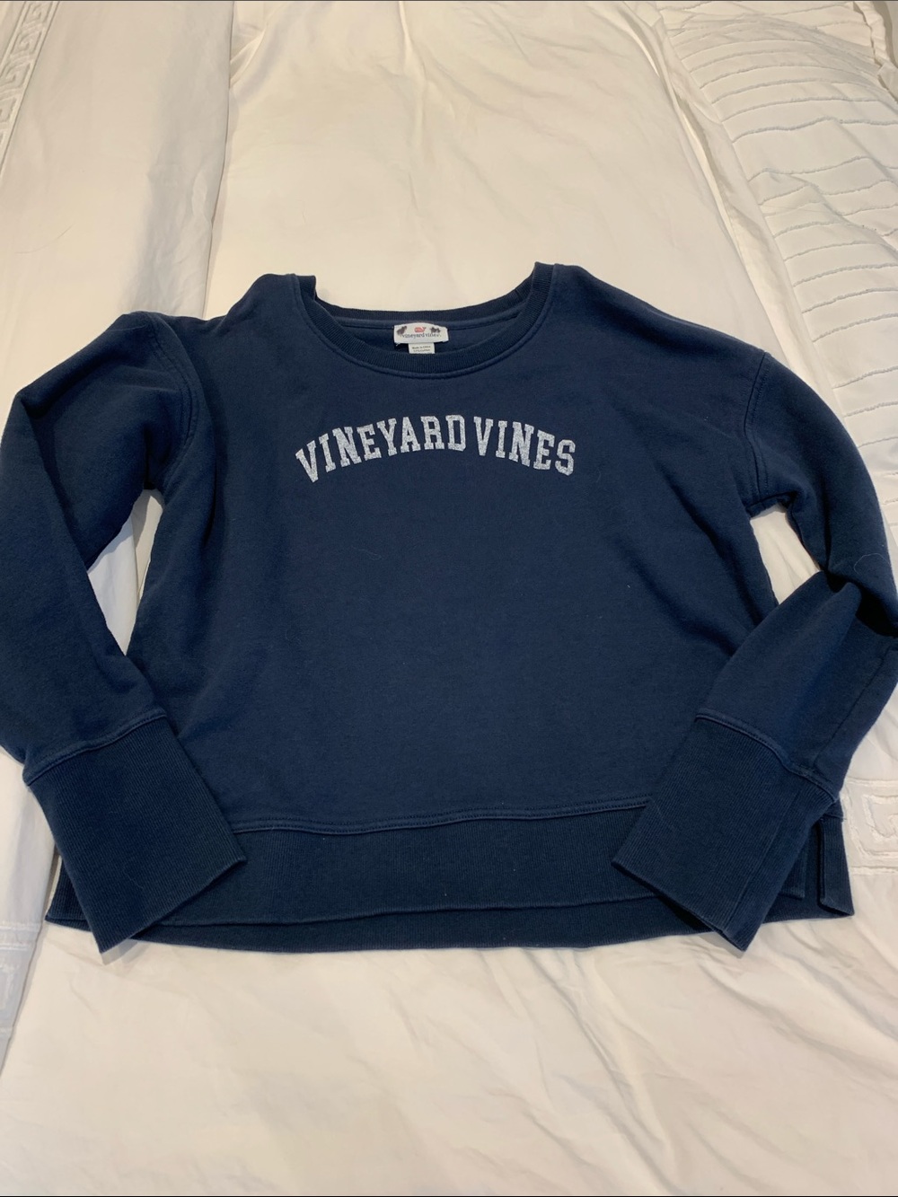 Vineyard Vines Navy Crewneck Sweatshirt with White Logo